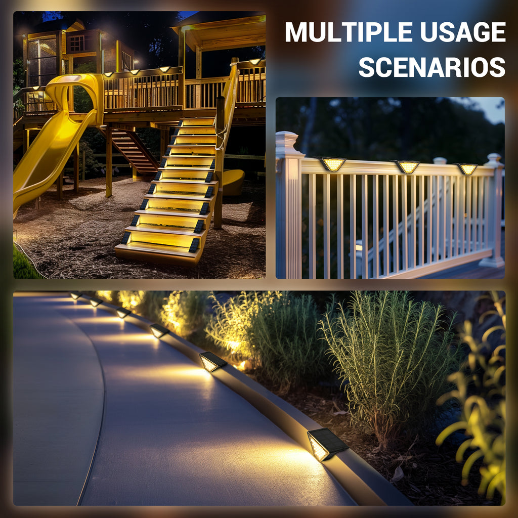 PATIOWIN Solar Step Lights for Outside, 24 LEDs Solar Stair Lights Waterproof IP65 Outdoor Decor for Garden, Porch, Pathway, Patio, Fence