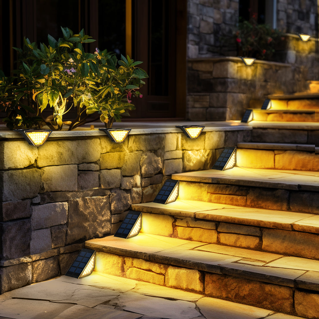 PATIOWIN Solar Step Lights for Outside, 24 LEDs Solar Stair Lights Waterproof IP65 Outdoor Decor for Garden, Porch, Pathway, Patio, Fence
