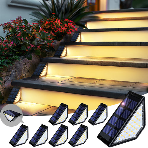 PATIOWIN Solar Step Lights for Outside, 24 LEDs Solar Stair Lights Waterproof IP65 Outdoor Decor for Garden, Porch, Pathway, Patio, Fence